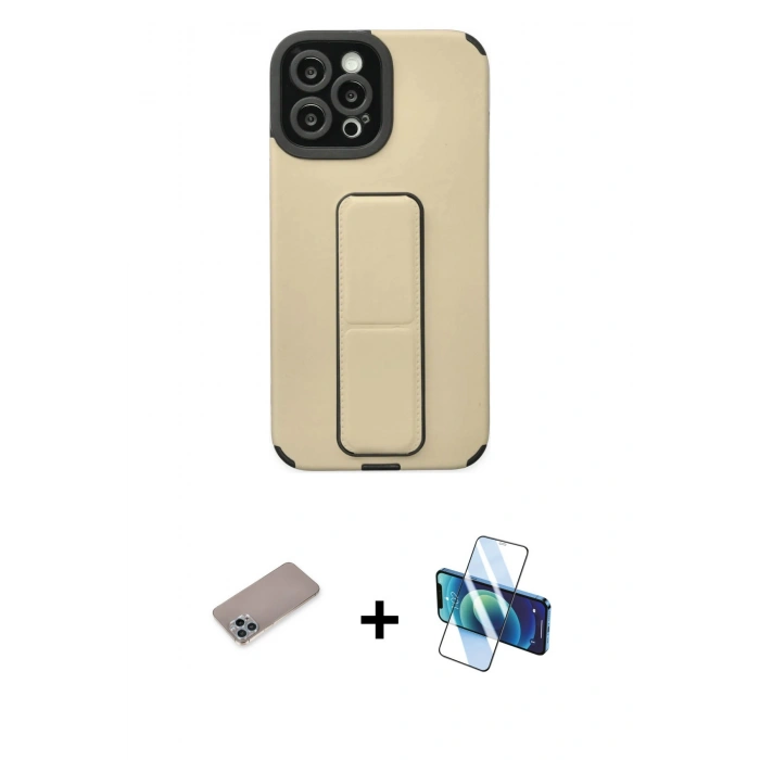 MARSİLYAN™- iPhone 12 Pro Max Kılıf Çekirdek Yansıma - Siyah 3D Antistatik Seramik Nano Ekran Koruyucu + Shine Kamera Lens Koruma Cam - SABE