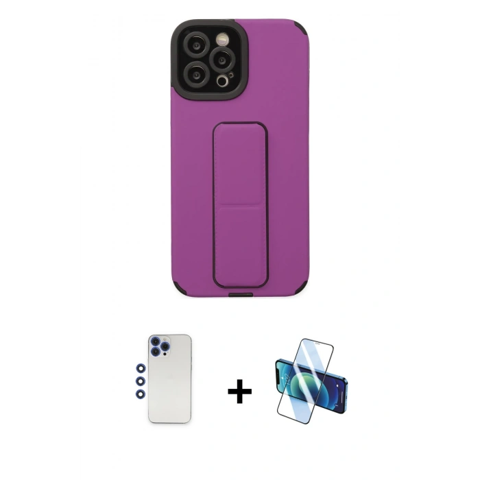 MARSİLYAN™- iPhone 12 Pro Max Kılıf Çekirdek Yansıma - Siyah 3D Antistatik Seramik Nano Ekran Koruyucu + Shine Kamera Lens - LT