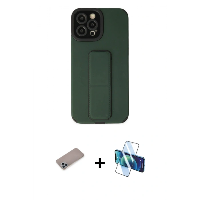 MARSİLYAN™- iPhone 12 Pro Max Kılıf Çekirdek Yansıma - Siyah 3D Antistatik Seramik Nano Ekran Koruyucu + Shine Kamera Lens Koruma Cam - SABE