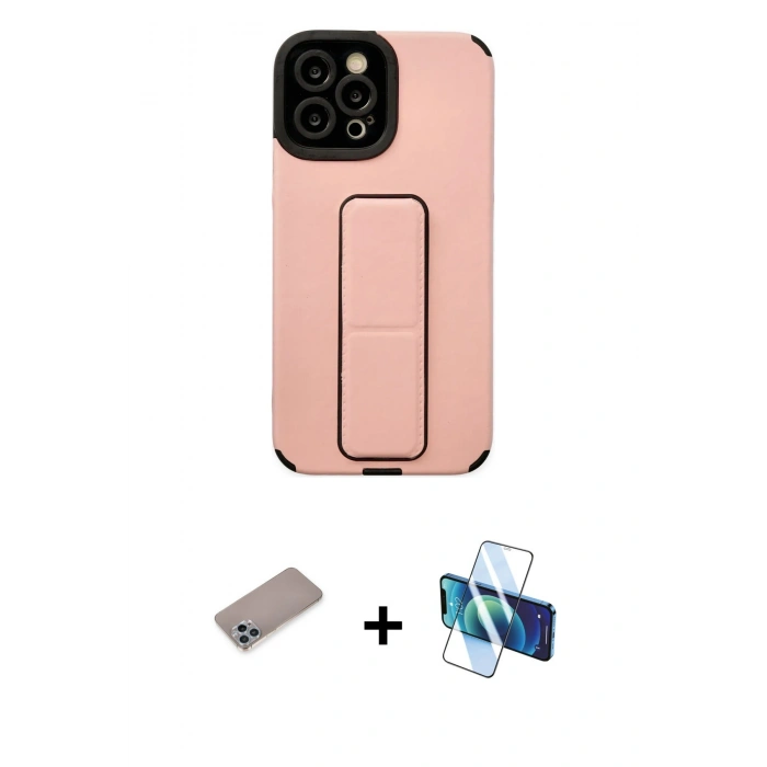 MARSİLYAN™- iPhone 12 Pro Max Kılıf Çekirdek Yansıma - Siyah 3D Antistatik Seramik Nano Ekran Koruyucu + Shine Kamera Lens Koruma Cam - SABE