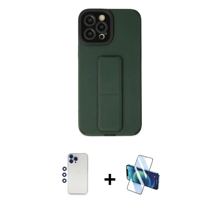MARSİLYAN™- iPhone 12 Pro Max Kılıf Çekirdek Yansıma - Siyah 3D Antistatik Seramik Nano Ekran Koruyucu + Shine Kamera Lens - LT