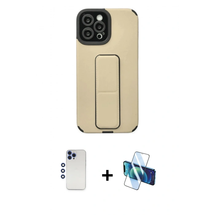 MARSİLYAN™- iPhone 12 Pro Max Kılıf Çekirdek Yansıma - Siyah 3D Antistatik Seramik Nano Ekran Koruyucu + Shine Kamera Lens - LT