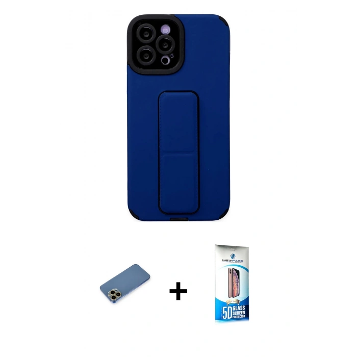MARSİLYAN™- iPhone 12 Pro Max Kılıf Çekirdek Yansıma - Siyah 5D Eko Cam Ekran Koruyucu + Shine Kamera Lens Koruma Cam - GD