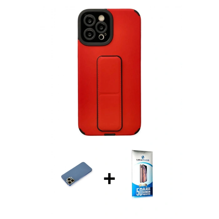 MARSİLYAN™- iPhone 12 Pro Max Kılıf Çekirdek Yansıma - Siyah 5D Eko Cam Ekran Koruyucu + Shine Kamera Lens Koruma Cam - GD