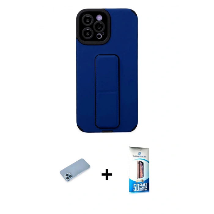 MARSİLYAN™- iPhone 12 Pro Max Kılıf Çekirdek Yansıma - Siyah 5D Eko Cam Ekran Koruyucu + Shine Kamera Lens Koruma Cam - MI