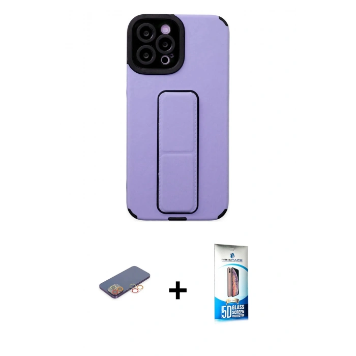 MARSİLYAN™- iPhone 12 Pro Max Kılıf Çekirdek Yansıma - Siyah 5D Eko Cam Ekran Koruyucu + Renkli Kamera Lens Koruma Cam - TU