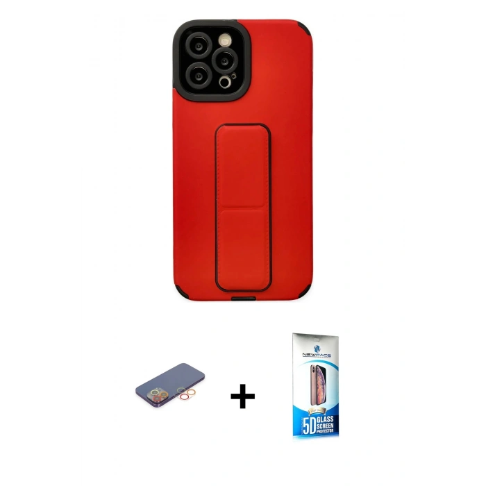 MARSİLYAN™- iPhone 12 Pro Max Kılıf Çekirdek Yansıma - Siyah 5D Eko Cam Ekran Koruyucu + Renkli Kamera Lens Koruma Cam - TU