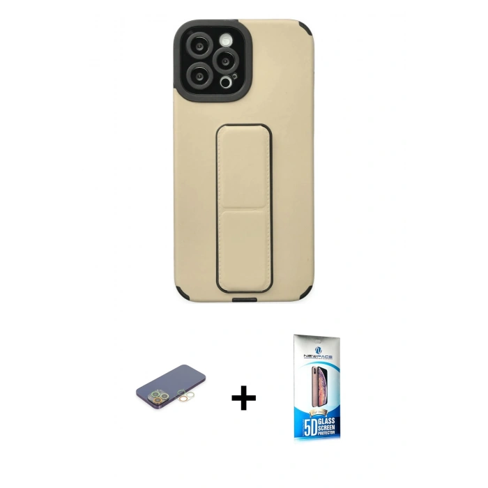 MARSİLYAN™- iPhone 12 Pro Max Kılıf Çekirdek Yansıma - Siyah 5D Eko Cam Ekran Koruyucu + Renkli Kamera Lens Koruma Cam - SI