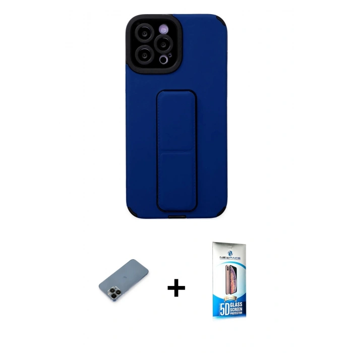 MARSİLYAN™- iPhone 12 Pro Max Kılıf Çekirdek Yansıma - Siyah 5D Eko Cam Ekran Koruyucu + Shine Kamera Lens Koruma Cam - SH
