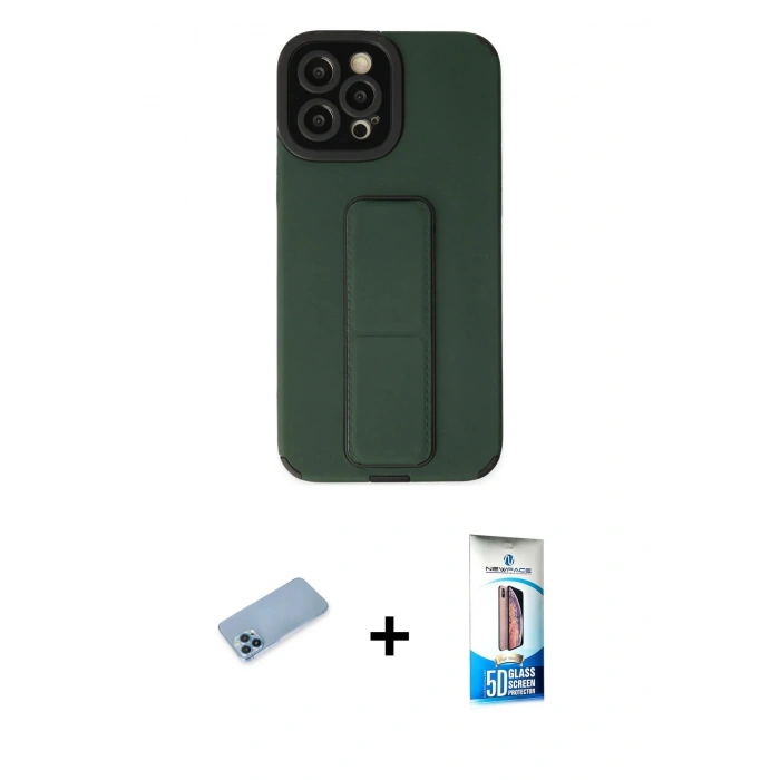 MARSİLYAN™- iPhone 12 Pro Max Kılıf Çekirdek Yansıma - Siyah 5D Eko Cam Ekran Koruyucu + Shine Kamera Lens Koruma Cam - MI