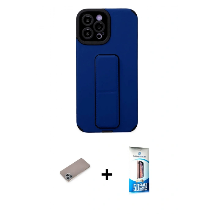 MARSİLYAN™- iPhone 12 Pro Max Kılıf Çekirdek Yansıma - Siyah 5D Eko Cam Ekran Koruyucu + Shine Kamera Lens Koruma Cam - SABE