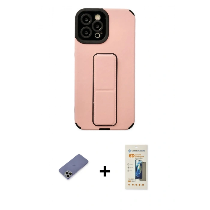 MARSİLYAN™- iPhone 12 Pro Max Kılıf Çekirdek Yansıma - Siyah 6D Mat Seramik Hayalet Nano Ekran Koruyucu + Metal Kamera Lens Koruma Cam - GD