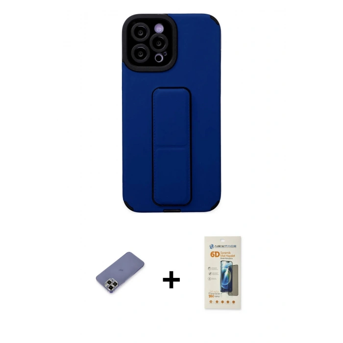 MARSİLYAN™- iPhone 12 Pro Max Kılıf Çekirdek Yansıma - Siyah 6D Mat Seramik Hayalet Nano Ekran Koruyucu + Metal Kamera Lens Koruma Cam - GD