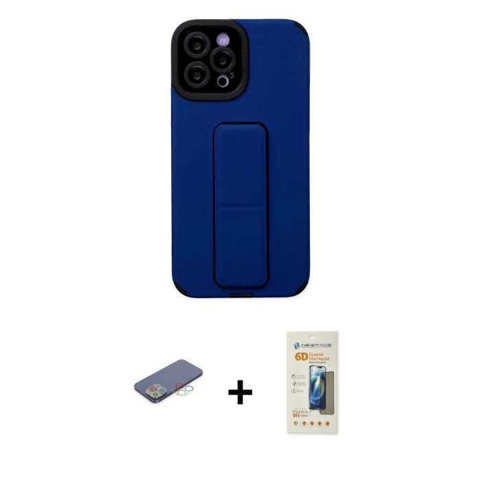 MARSİLYAN™- iPhone 12 Pro Max Kılıf Çekirdek Yansıma - Siyah 6D Mat Seramik Hayalet Nano Ekran Koruyucu + Renkli Kamera Lens Koruma Cam - MI