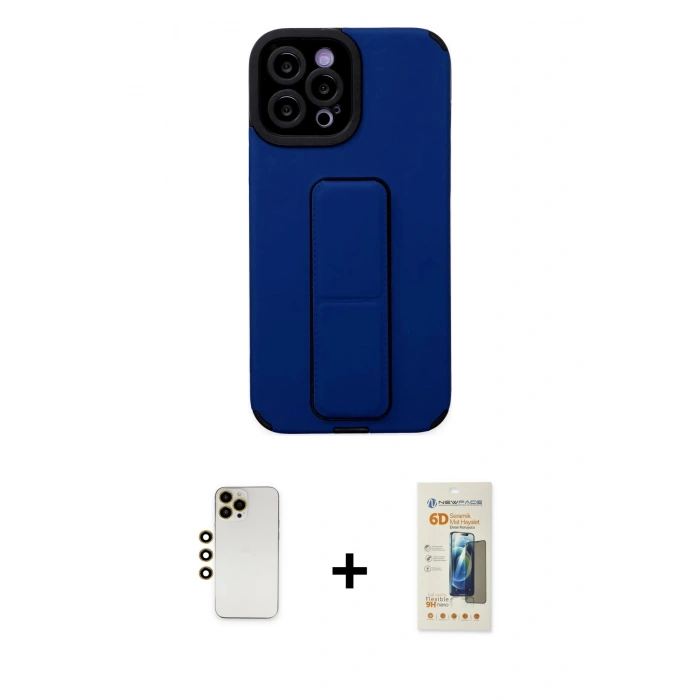 MARSİLYAN™- iPhone 12 Pro Max Kılıf Çekirdek Yansıma - Siyah 6D Mat Seramik Hayalet Nano Ekran Koruyucu + Shine Kamera Lens - GD