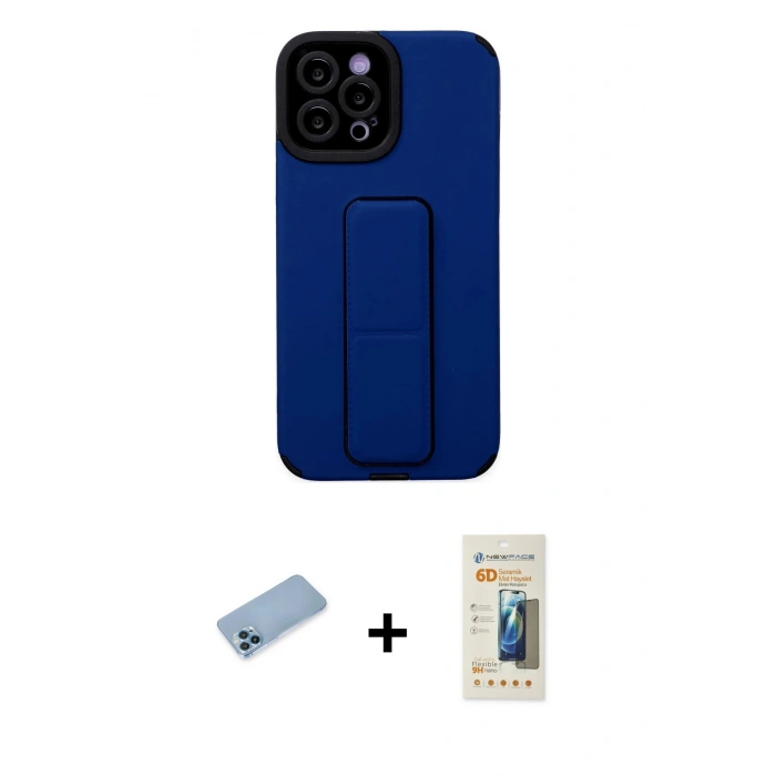 MARSİLYAN™- iPhone 12 Pro Max Kılıf Çekirdek Yansıma - Siyah 6D Mat Seramik Hayalet Nano Ekran Koruyucu + Shine Kamera Lens Koruma Cam - MI