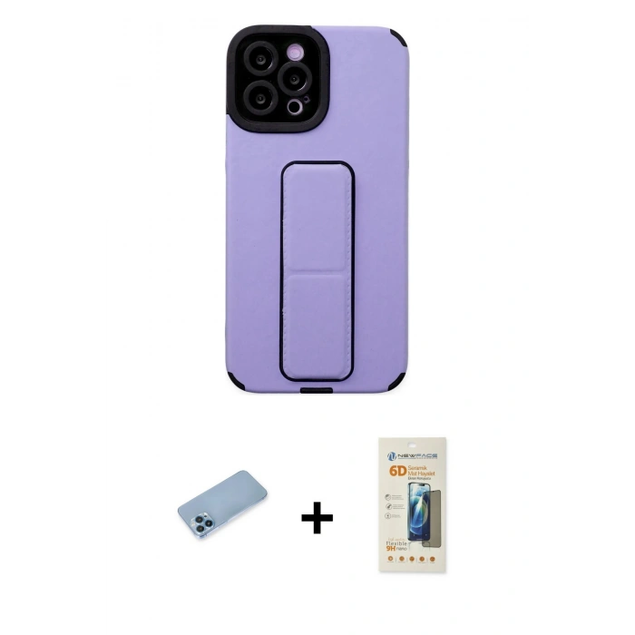 MARSİLYAN™- iPhone 12 Pro Max Kılıf Çekirdek Yansıma - Siyah 6D Mat Seramik Hayalet Nano Ekran Koruyucu + Shine Kamera Lens Koruma Cam - MI