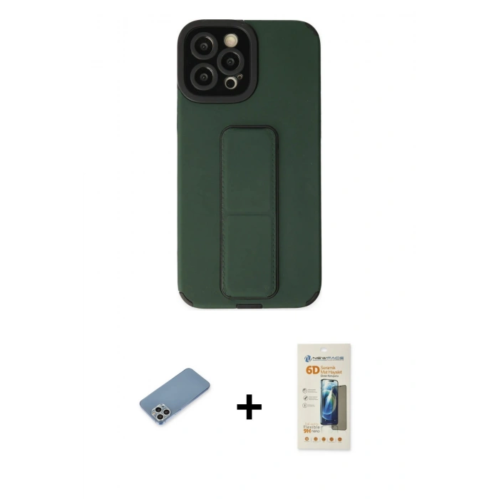MARSİLYAN™- iPhone 12 Pro Max Kılıf Çekirdek Yansıma - Siyah 6D Mat Seramik Hayalet Nano Ekran Koruyucu + Shine Kamera Lens Koruma Cam - GS