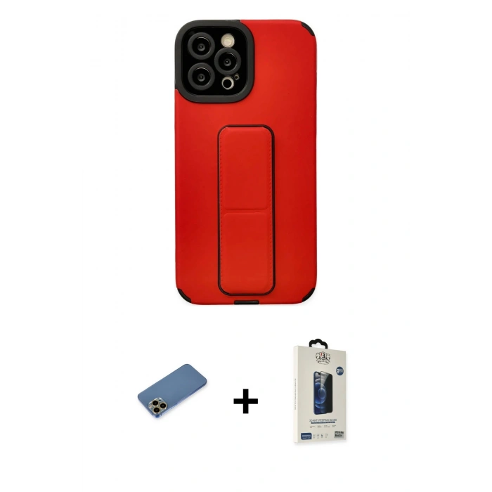 MARSİLYAN™- iPhone 12 Pro Max Kılıf Çekirdek Yansıma - Siyah Bilvis Hayalet Cam Ekran Koruyucu + Shine Kamera Lens Koruma Cam - GD