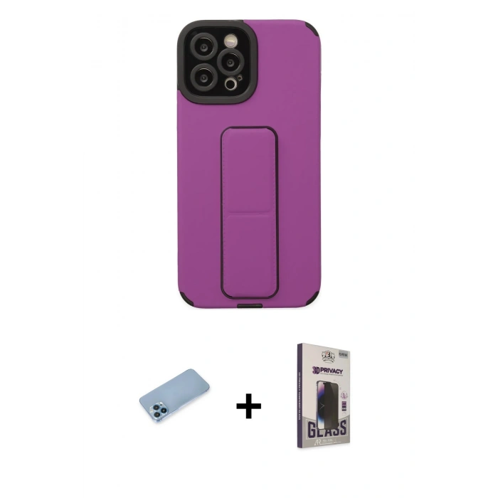 MARSİLYAN™- iPhone 12 Pro Max Kılıf Çekirdek Yansıma - Siyah Bilvis Hayalet Cam Ekran Koruyucu + Shine Kamera Lens Koruma Cam - MI