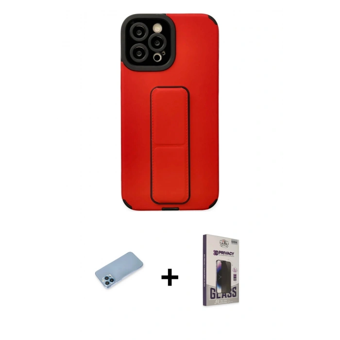 MARSİLYAN™- iPhone 12 Pro Max Kılıf Çekirdek Yansıma - Siyah Bilvis Hayalet Cam Ekran Koruyucu + Shine Kamera Lens Koruma Cam - MI