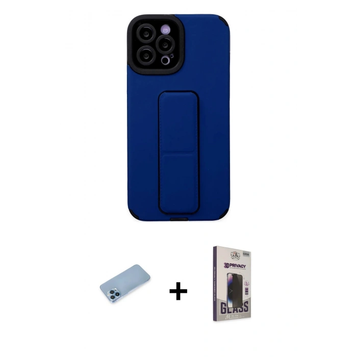 MARSİLYAN™- iPhone 12 Pro Max Kılıf Çekirdek Yansıma - Siyah Bilvis Hayalet Cam Ekran Koruyucu + Shine Kamera Lens Koruma Cam - MI