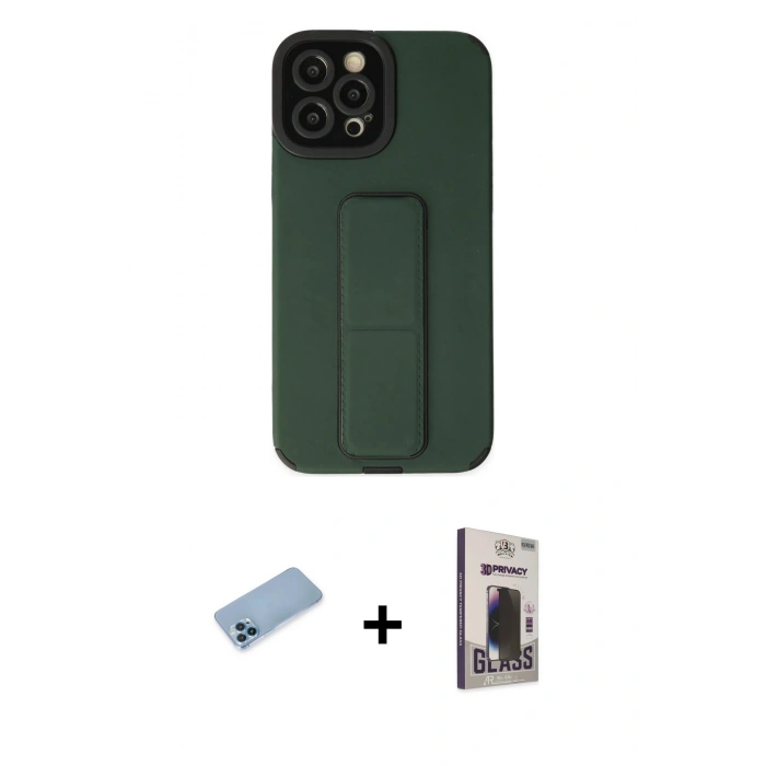 MARSİLYAN™- iPhone 12 Pro Max Kılıf Çekirdek Yansıma - Siyah Bilvis Hayalet Cam Ekran Koruyucu + Shine Kamera Lens Koruma Cam - MI