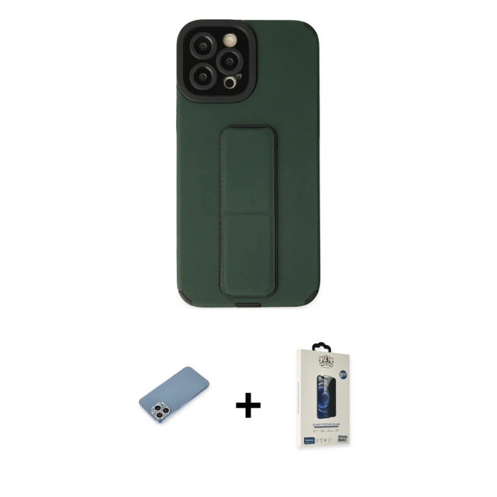 MARSİLYAN™- iPhone 12 Pro Max Kılıf Çekirdek Yansıma - Siyah Bilvis Hayalet Cam Ekran Koruyucu + Shine Kamera Lens Koruma Cam - GS