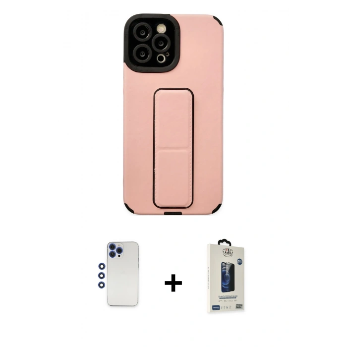 MARSİLYAN™- iPhone 12 Pro Max Kılıf Çekirdek Yansıma - Siyah Bilvis Hayalet Cam Ekran Koruyucu + Shine Kamera Lens - LT