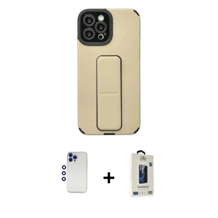 MARSİLYAN™- iPhone 12 Pro Max Kılıf Çekirdek Yansıma - Siyah Bilvis Hayalet Cam Ekran Koruyucu + Shine Kamera Lens - LT
