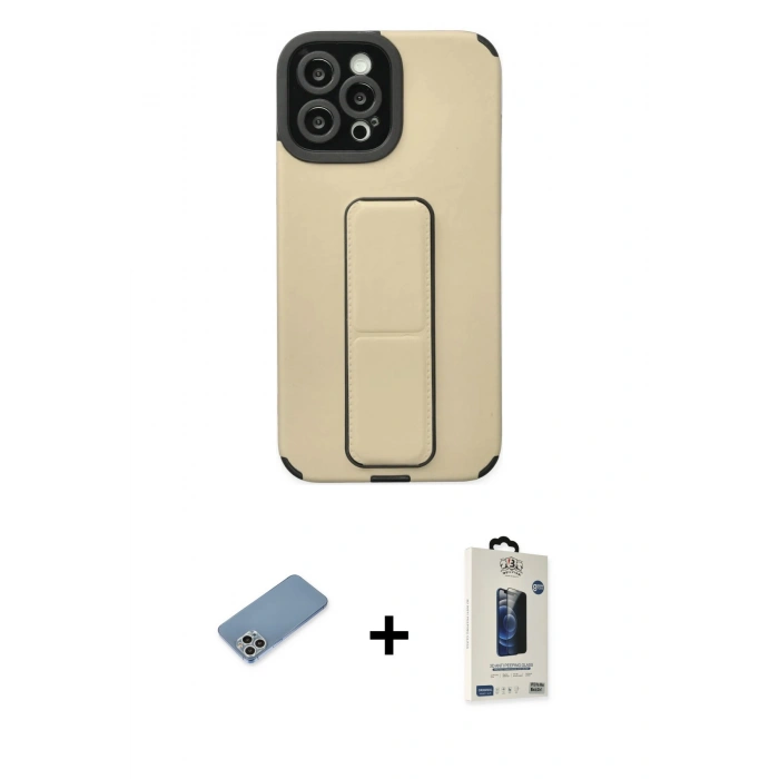 MARSİLYAN™- iPhone 12 Pro Max Kılıf Çekirdek Yansıma - Siyah Bilvis Hayalet Cam Ekran Koruyucu + Shine Kamera Lens Koruma Cam - GS
