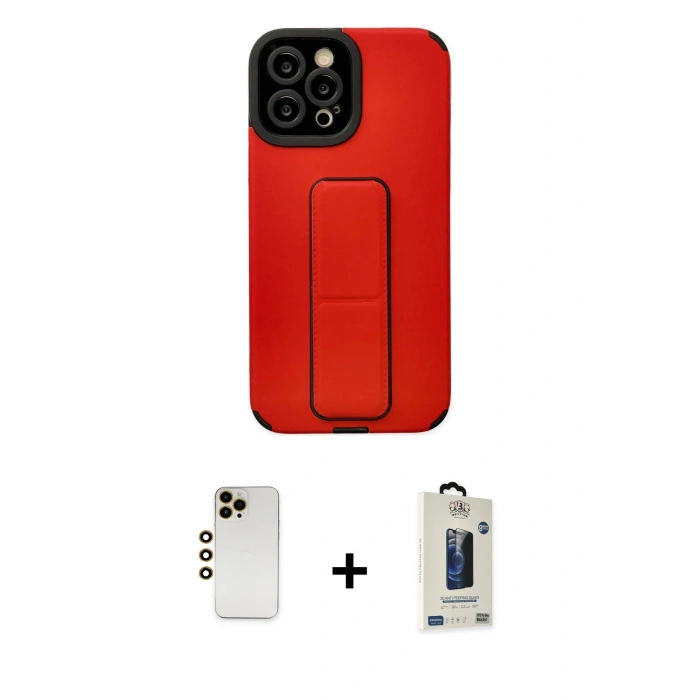 MARSİLYAN™- iPhone 12 Pro Max Kılıf Çekirdek Yansıma - Siyah Bilvis Hayalet Cam Ekran Koruyucu + Shine Kamera Lens - GD