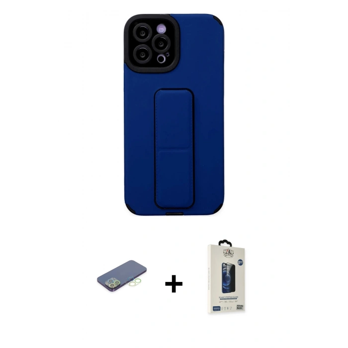 MARSİLYAN™- iPhone 12 Pro Max Kılıf Çekirdek Yansıma - Siyah Bilvis Hayalet Cam Ekran Koruyucu + Renkli Kamera Lens Koruma Cam - YL