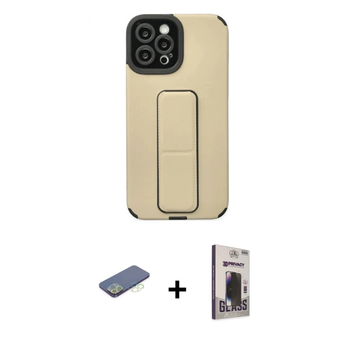 MARSİLYAN™- iPhone 12 Pro Max Kılıf Çekirdek Yansıma - Siyah Bilvis Hayalet Cam Ekran Koruyucu + Renkli Kamera Lens Koruma Cam - YL
