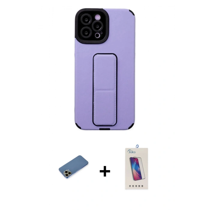MARSİLYAN™- iPhone 12 Pro Max Kılıf Çekirdek Yansıma - Siyah Joko 5D Cam + Shine Kamera Lens Koruma Cam - GD