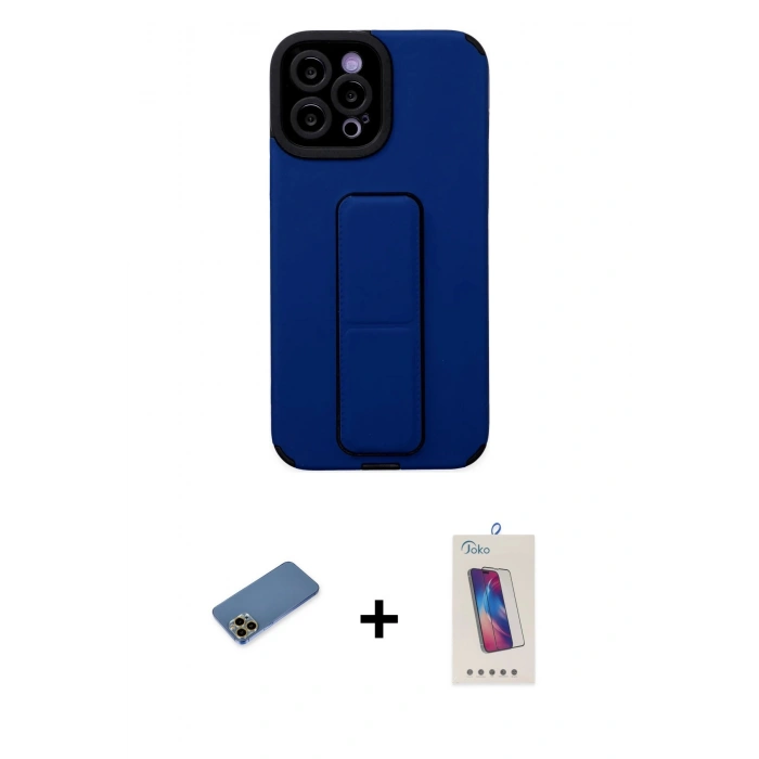 MARSİLYAN™- iPhone 12 Pro Max Kılıf Çekirdek Yansıma - Siyah Joko 5D Cam + Shine Kamera Lens Koruma Cam - GD