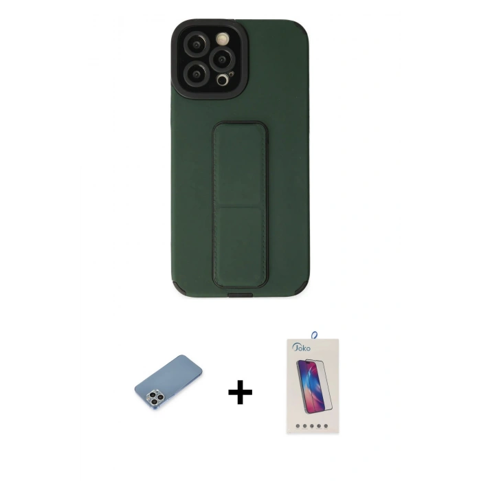 MARSİLYAN™- iPhone 12 Pro Max Kılıf Çekirdek Yansıma - Siyah Joko 5D Cam + Shine Kamera Lens Koruma Cam - GS