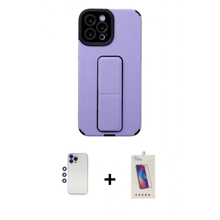 MARSİLYAN™- iPhone 12 Pro Max Kılıf Çekirdek Yansıma - Siyah Joko 5D Cam + Shine Kamera Lens - LT