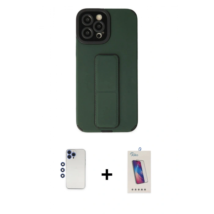 MARSİLYAN™- iPhone 12 Pro Max Kılıf Çekirdek Yansıma - Siyah Joko 5D Cam + Shine Kamera Lens - LT
