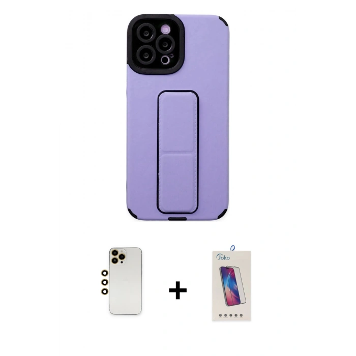 MARSİLYAN™- iPhone 12 Pro Max Kılıf Çekirdek Yansıma - Siyah Joko 5D Cam + Shine Kamera Lens - GD