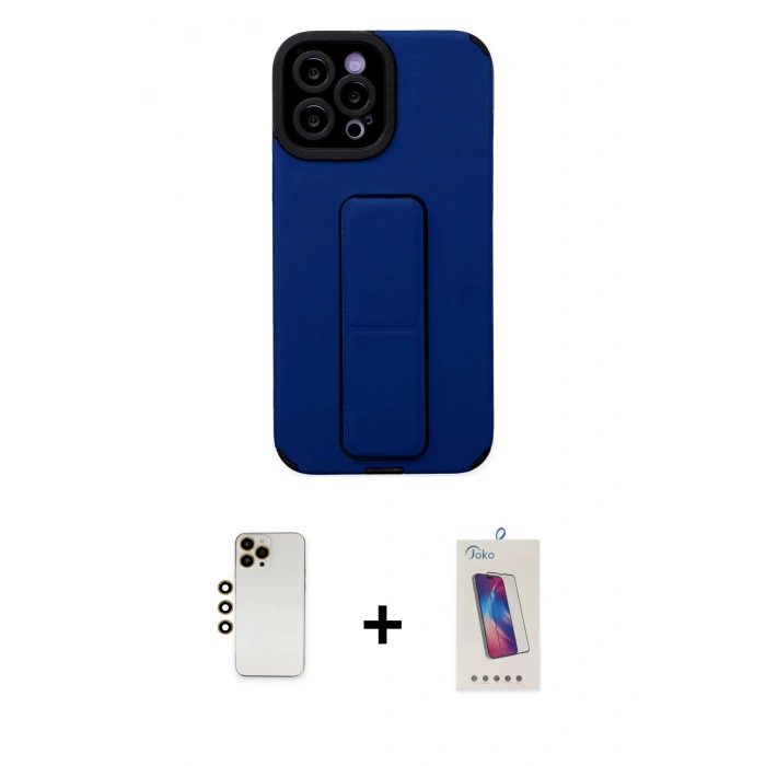 MARSİLYAN™- iPhone 12 Pro Max Kılıf Çekirdek Yansıma - Siyah Joko 5D Cam + Shine Kamera Lens - GD