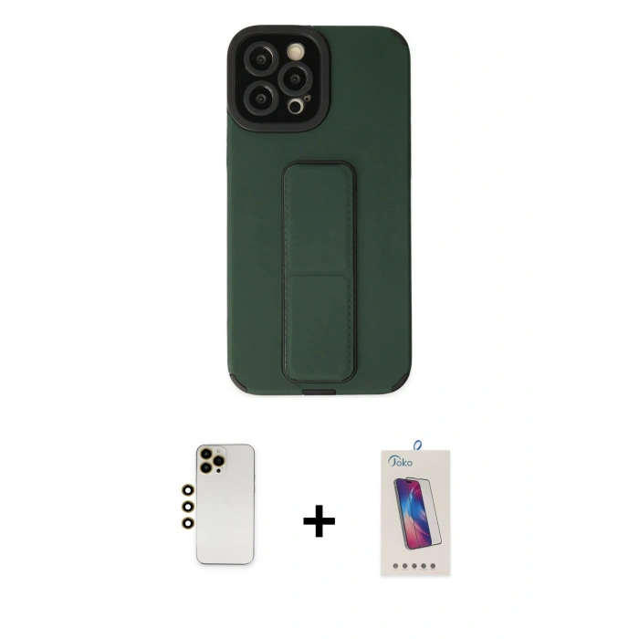 MARSİLYAN™- iPhone 12 Pro Max Kılıf Çekirdek Yansıma - Siyah Joko 5D Cam + Shine Kamera Lens - GD