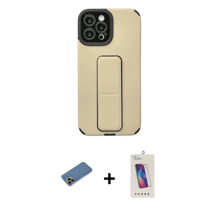 MARSİLYAN™- iPhone 12 Pro Max Kılıf Çekirdek Yansıma - Siyah Joko 5D Cam + Shine Kamera Lens Koruma Cam - GD