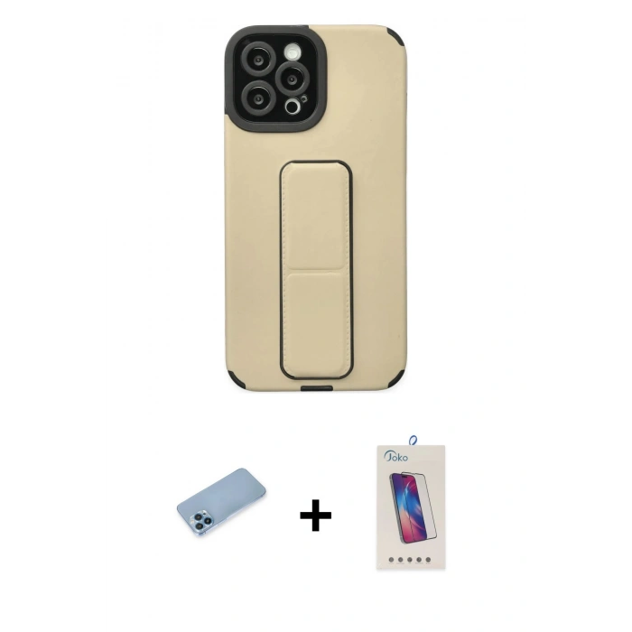 MARSİLYAN™- iPhone 12 Pro Max Kılıf Çekirdek Yansıma - Siyah Joko 5D Cam + Shine Kamera Lens Koruma Cam - MI