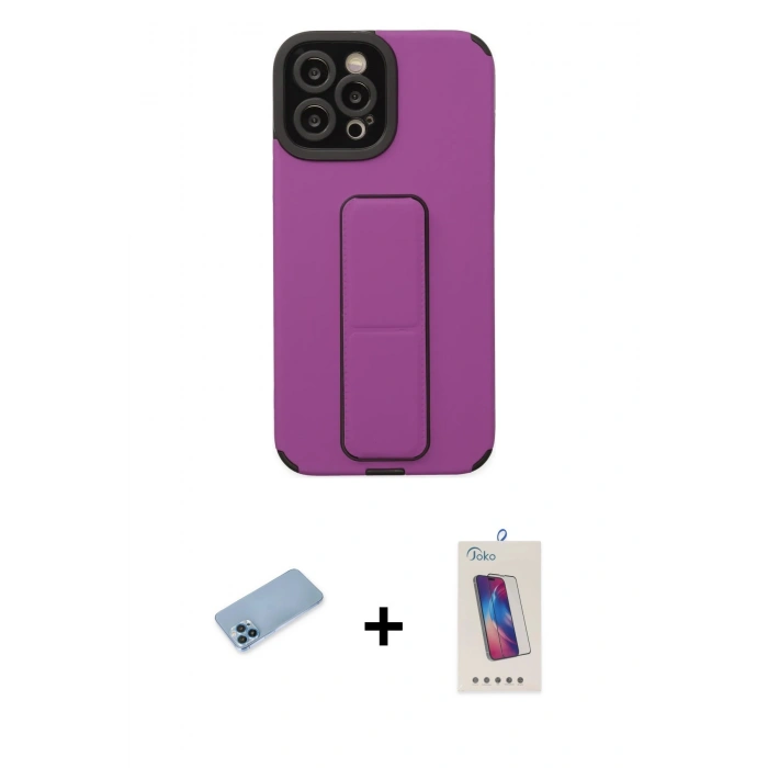 MARSİLYAN™- iPhone 12 Pro Max Kılıf Çekirdek Yansıma - Siyah Joko 5D Cam + Shine Kamera Lens Koruma Cam - MI