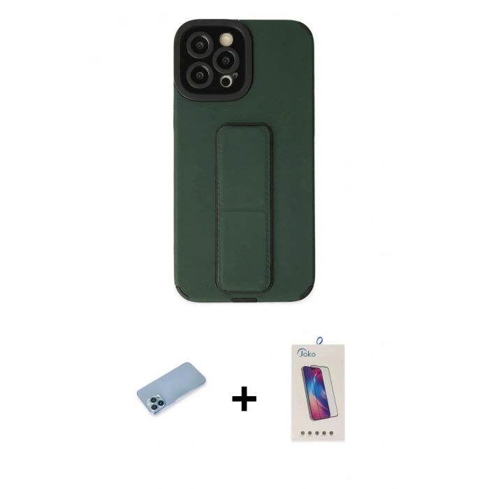 MARSİLYAN™- iPhone 12 Pro Max Kılıf Çekirdek Yansıma - Siyah Joko 5D Cam + Shine Kamera Lens Koruma Cam - MI