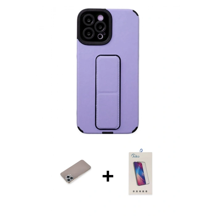 MARSİLYAN™- iPhone 12 Pro Max Kılıf Çekirdek Yansıma - Siyah Joko 5D Cam + Shine Kamera Lens Koruma Cam - SABE
