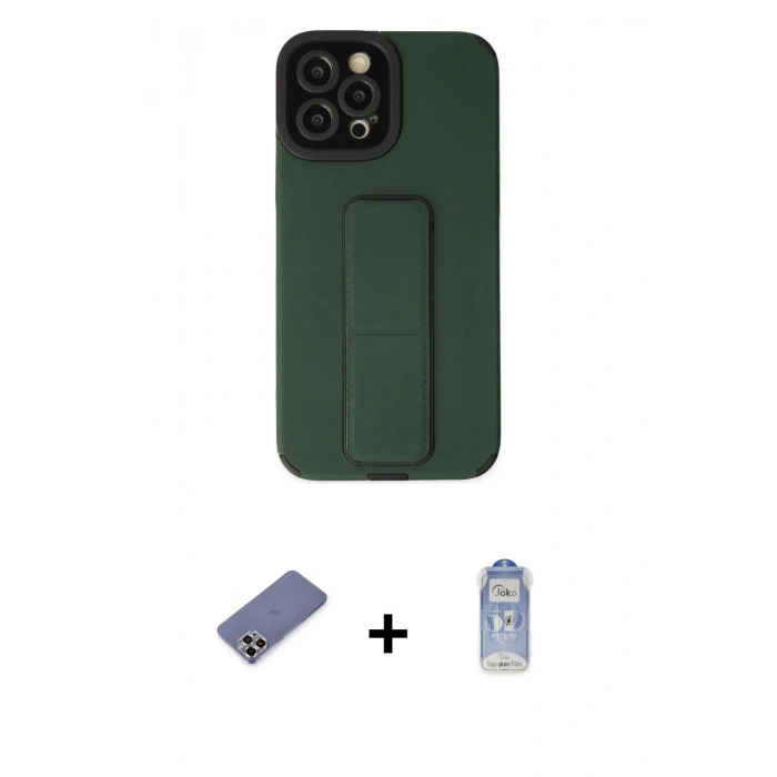 MARSİLYAN™- iPhone 12 Pro Max Kılıf Çekirdek Yansıma - Siyah Joko Magic 5D Cam + Metal Kamera Lens Koruma Cam - GD