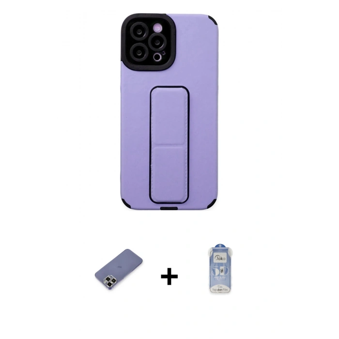 MARSİLYAN™- iPhone 12 Pro Max Kılıf Çekirdek Yansıma - Siyah Joko Magic 5D Cam + Metal Kamera Lens Koruma Cam - GD