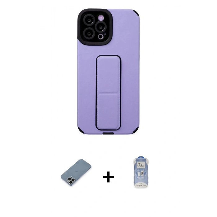MARSİLYAN™- iPhone 12 Pro Max Kılıf Çekirdek Yansıma - Siyah Joko Magic 5D Cam + Metal Kamera Lens Koruma Cam - GS